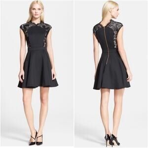 Ted Baker Black Vivace Lace Cap Sleeve Dress